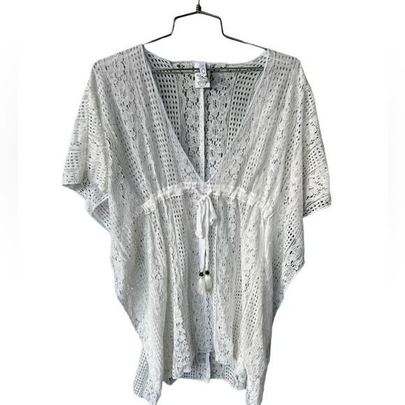 BECCA Swim Lace Crochet Coverup tunic Dress XS/S - Picture 1 of 4